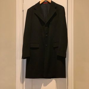 Isaia Black Wool Overcoat IT Size 56R
